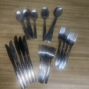 MCM Vintage IS Garden Manor Stainless Steel Flatware 35 Pc Set International USA
